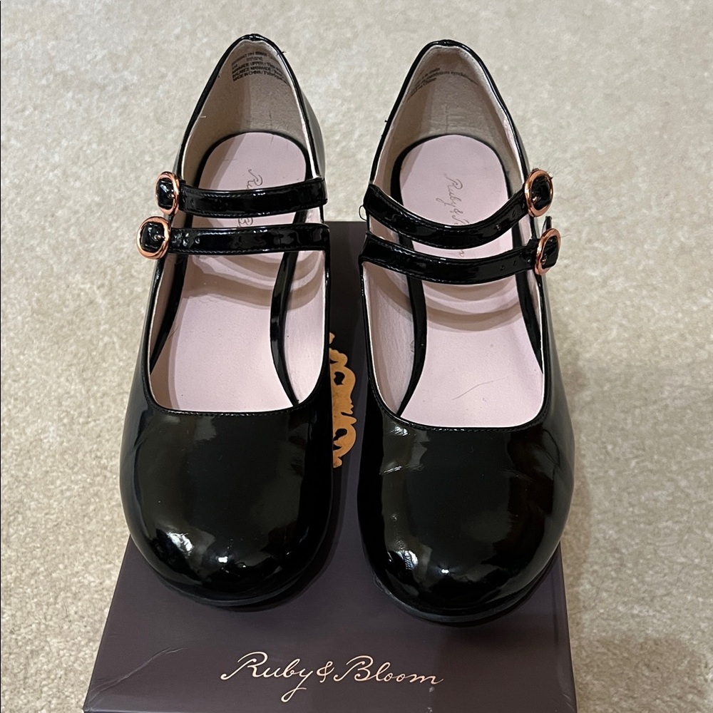 Ruby & Bloom Glossy Black Mary Jane Shoes